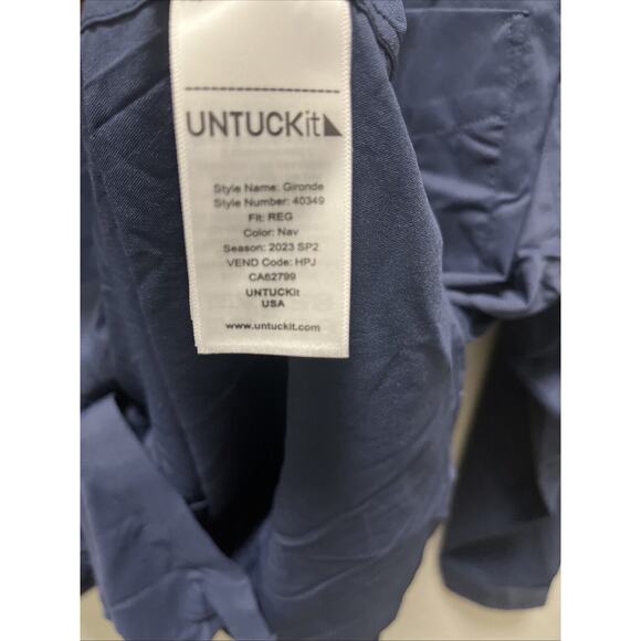 UNTUCKit Mens Blue Long Sleeve Button Dress Shirt Gironde Wrinkle Free Large Reg - Picture 7 of 8